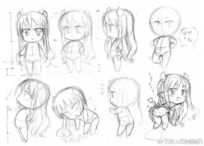 绘画教程# #参考# q版可不止是3个头身的问题哦!