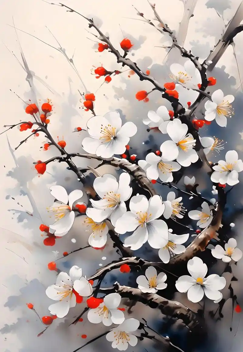 梨花#水墨画##水墨风##古风##中国画##图片##当代水墨画##中国山水画