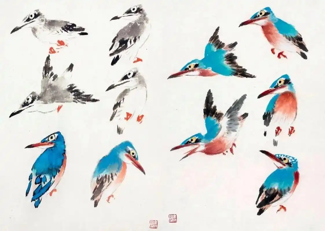 写意国画～各种鸟的画法!