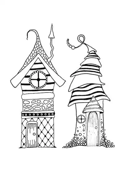 小朋友房子线描