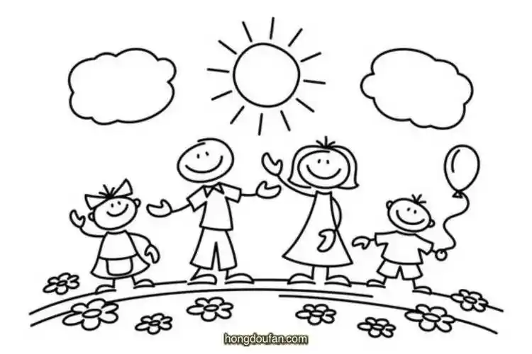 和爸爸妈妈一起做运动一家人简笔画大全