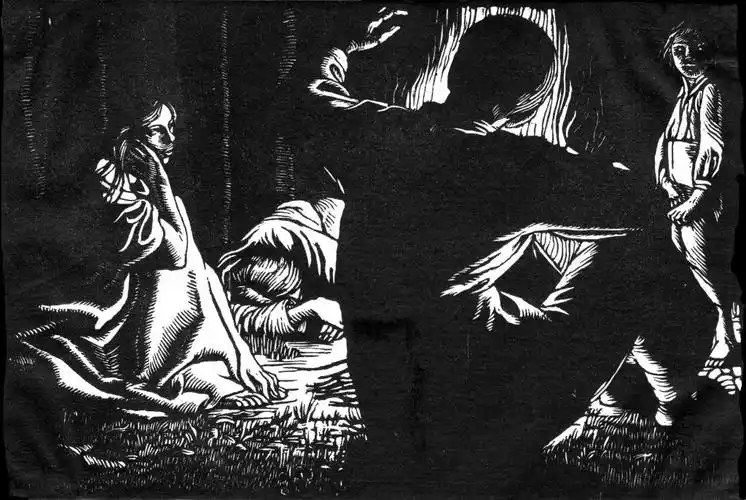 黑白色的木刻壁纸1600x900分辨率查看