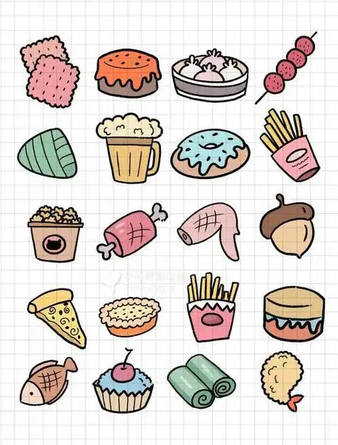 手帐简笔画q版食物