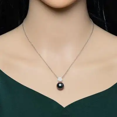 凤仪阁雪花款14151618k金大溪地黑珍珠吊坠海水玫瑰单颗项链坠