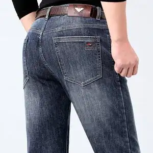 意大利名牌利登阿玛尼牛仔裤男专柜正品中年高档直筒休闲厚款男裤