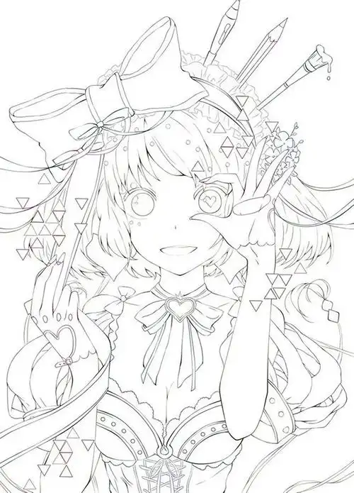 线稿全身漫画卡通人物绘画