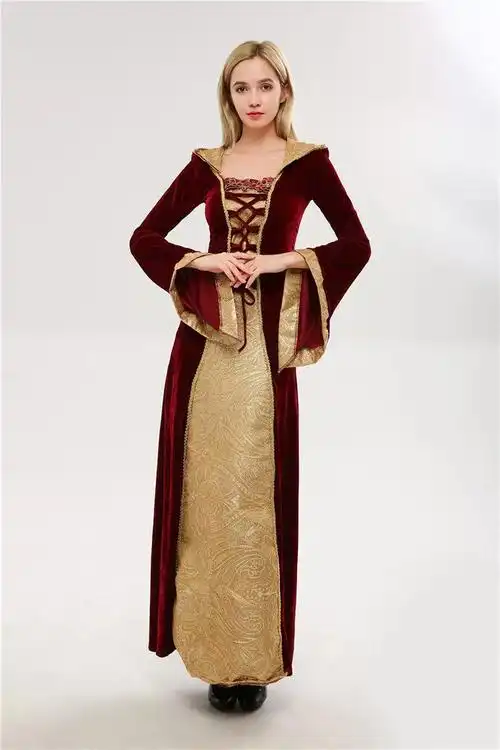 万圣节连帽欧洲复古宫廷长裙奢华女王皇后服装 酒吧ds舞台派对女装 -