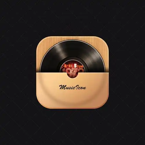 黑胶唱片拟物图标