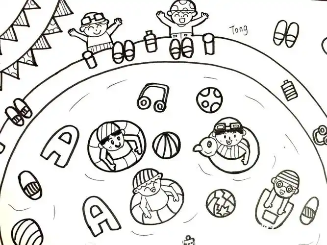 7815今天练习主题画可用于一起游泳吧90/夏日游泳馆等等主题