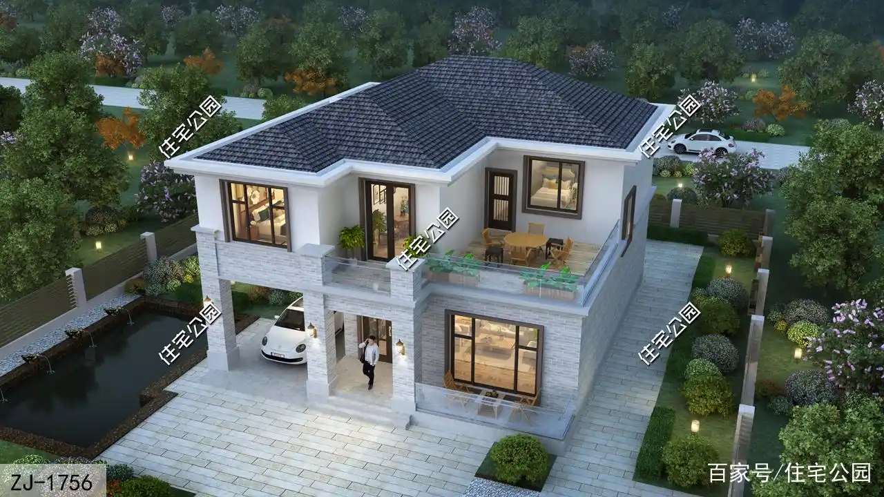 4室2厅占地140平,农村盖一栋这样的二层小别墅,经典又实用