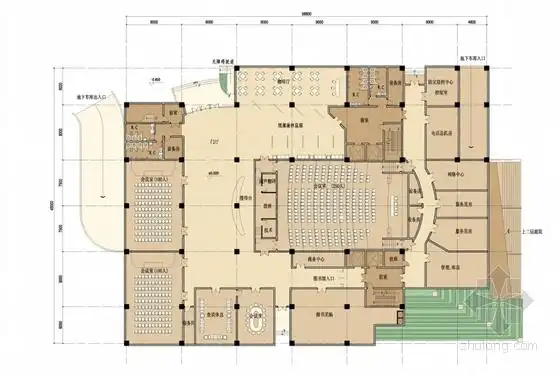 55米现代古典风格科研中心建筑平面图