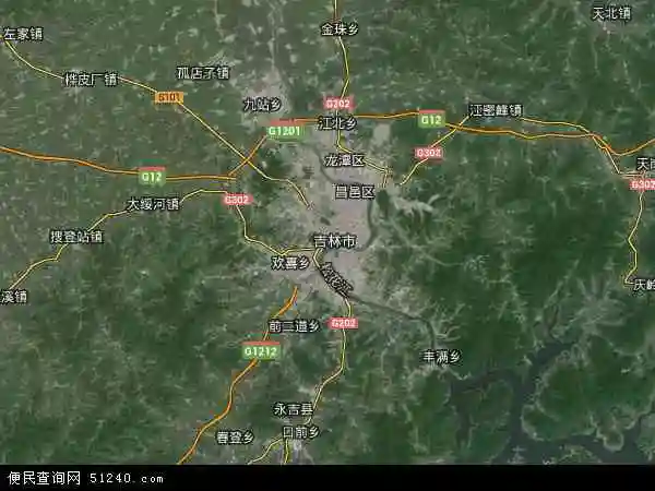 中国吉林省吉林市船营区地图(卫星地图)