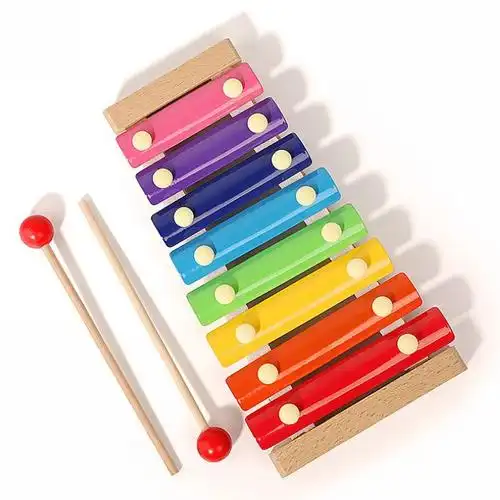 彩色八音手敲琴音乐教习益智玩具敲打木琴敲击乐器儿童早教音阶打击琴