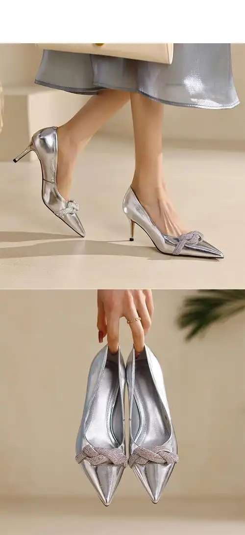 法玛萱轻奢品牌女鞋高跟鞋女细跟2022新款时尚水钻尖头职业工作鞋浅口