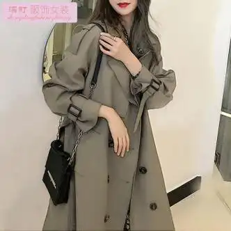 深町女装中长款风衣女春秋季新款韩版宽松小个子设计感外套小众英伦风