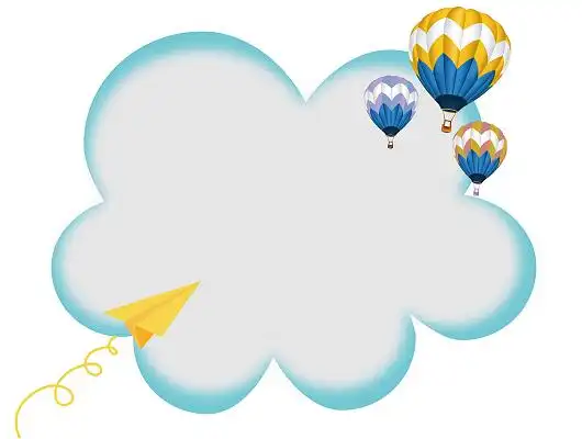 云朵蓝天白云天空白云热气球飞机云朵边框png素材