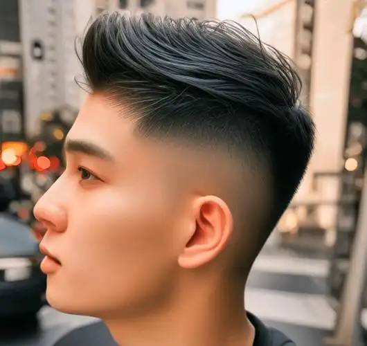 两侧铲短油头:这是一种比较复古的两侧铲短男士发型,头顶的头发保留