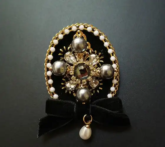 复古巴洛克宫廷风徽章流苏胸针布艺毛线蝴蝶结钻别针大衣毛衣配饰 小