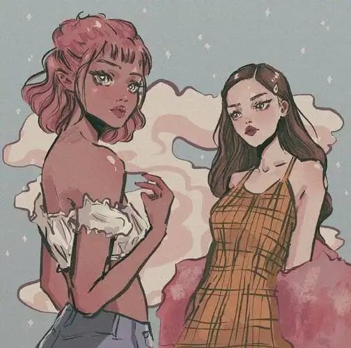 时尚穿搭的少女角色 动漫插画参考 _pizzabacon