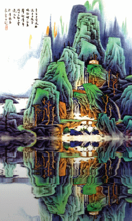 精美的动态水墨山水画