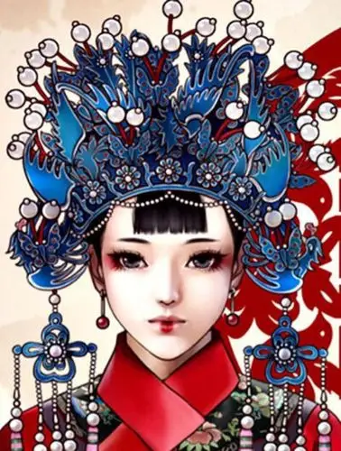 花旦.戏曲.京剧.妩媚.国剧.手绘插画.