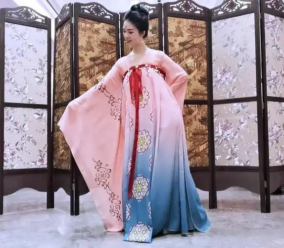 儿童汉服国色行歌舞蹈演出服古典舞蹈服女装中国风群舞扇子舞服装