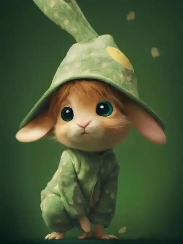 可爱的小兔子壁纸图片,绿色系,无水印