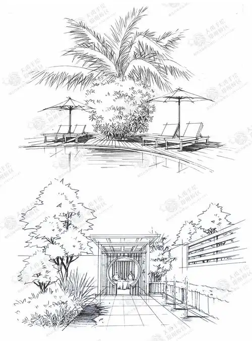 近期园林景观手绘课稿|空间|景观设计|画手会的老司机 - 原创作品