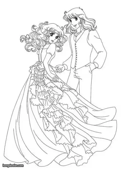 小甜甜公主和王子涂色简笔画大全