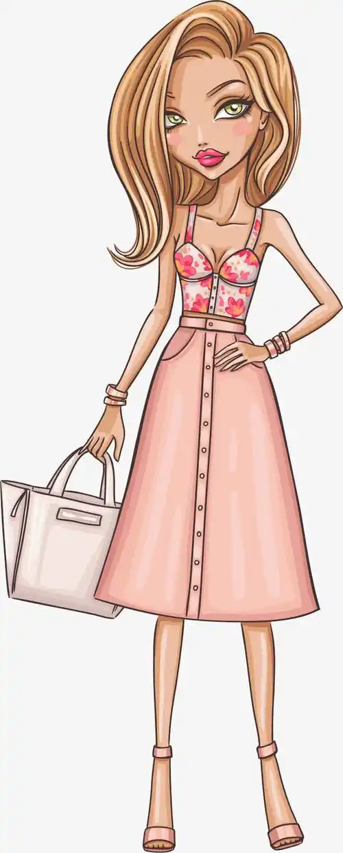 矢量手绘时尚女郎素材免费下载_觅元素