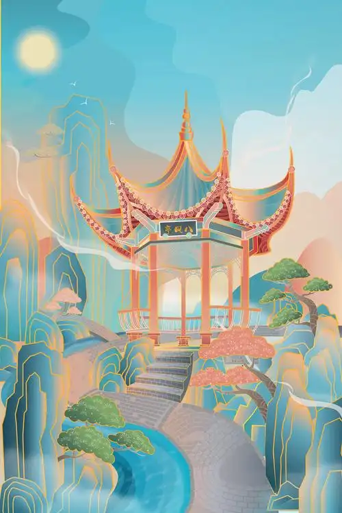 国潮插画-城市/古建筑(附过程)_80加菲猫猫08-站酷zcool