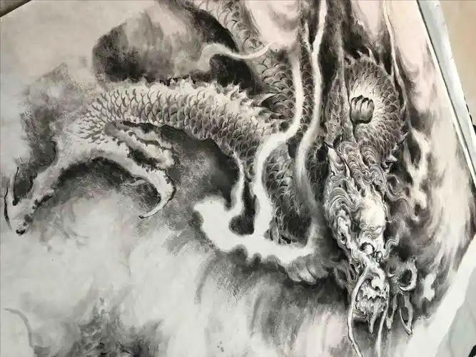 素描中国龙的画法教程 中国龙怎么画国画龙图片——由龙作品