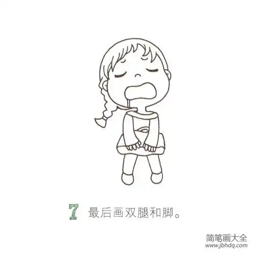 犯困的小女孩_小女孩简笔画-简笔画大全