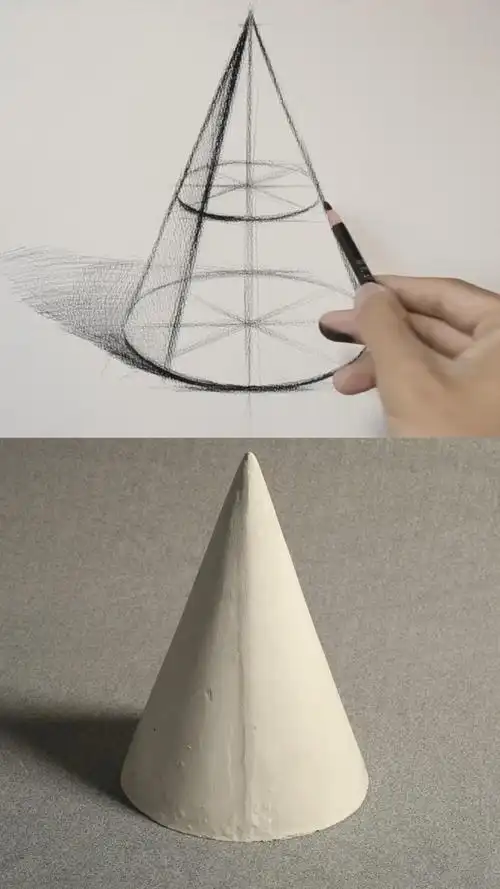 美术基础入门 素描几何体结构 圆锥体#美术