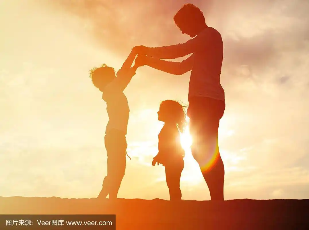 父亲,天空,进行中,两个孩子的家庭,水平画幅