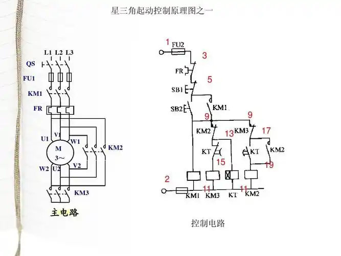 符号大全 星三角启动原理图 接触器继电器 三相异步电动机控制电路 星