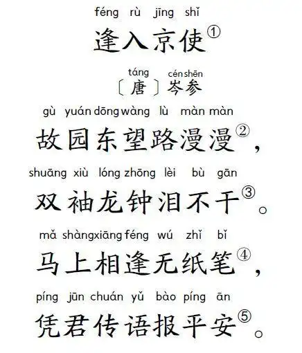 小学生扩展古诗80首:逢入京使