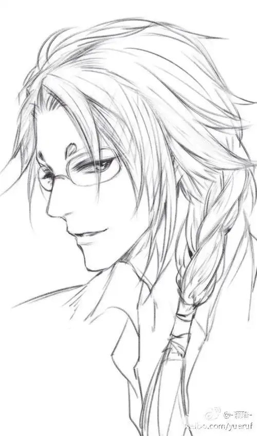 动漫素描画图片铅笔画男生