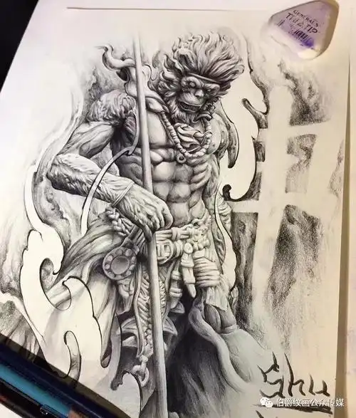 猴子纹身手稿,纹身电话15755722152