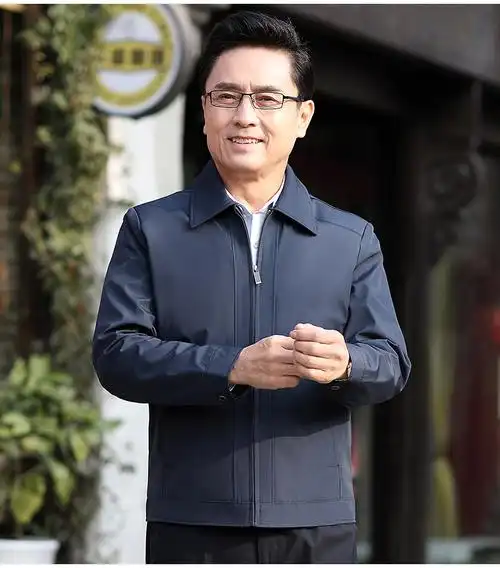 2020春季新款款外套中年男士夹克休闲男装薄款中老年人休闲夹克爸爸