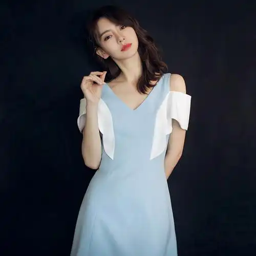 名媛显瘦修身荷叶吊带礼服气质聚会生日字裙连衣裙