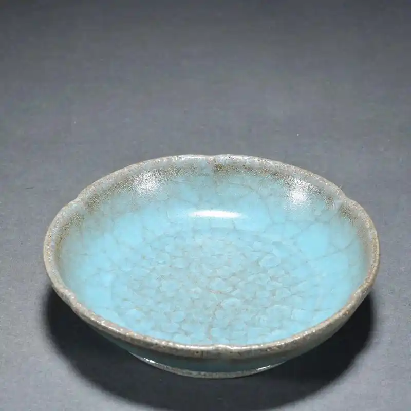 宋·汝窑天青开片盘 规格:高3.5cm宽13.7cm#古玩瓷 - 抖音