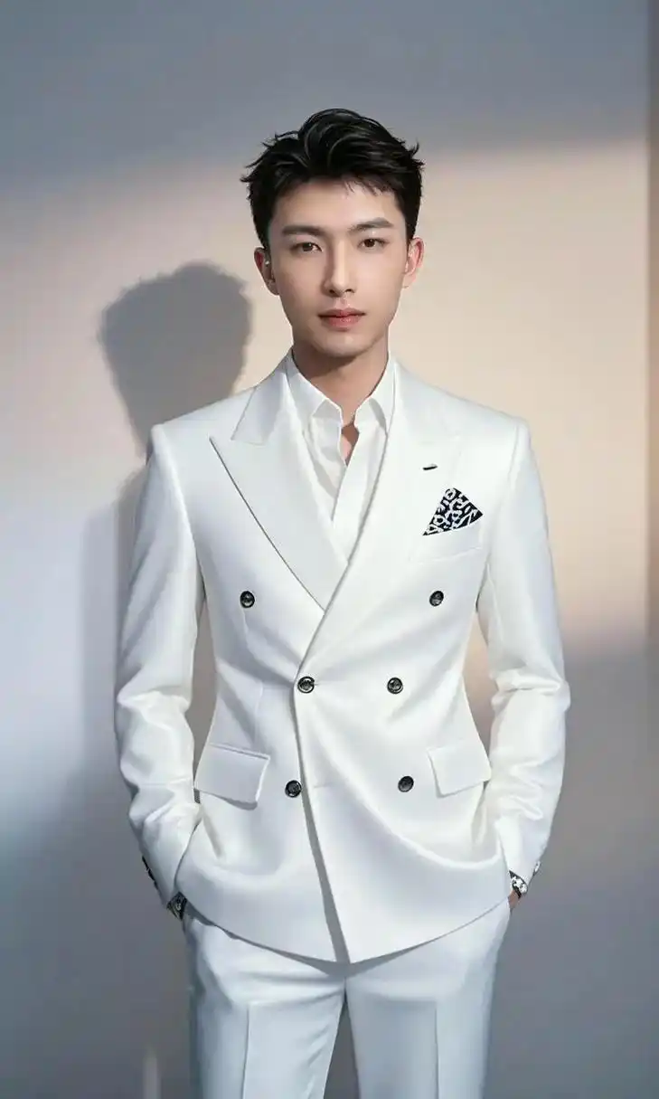 果然男人穿西装还是最帅的 #ai 白色魅力青年#男士写真