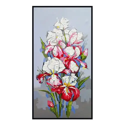 现代客厅玄关装饰画手绘油画走廊过道厚油刀百合花油画