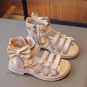 dwgc耐克克女童凉鞋夏季儿童蝴蝶结罗马鞋小女孩时尚公主鞋安踏踏
