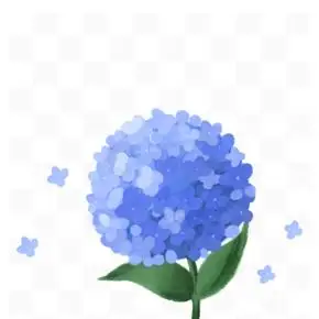 蓝色绣球花卡通手绘插画元素