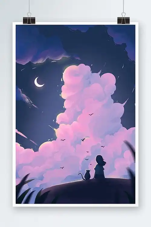 与鹿治愈系插画立即下载唯美治愈蓝色星空地球一小时ppt模板立即下载