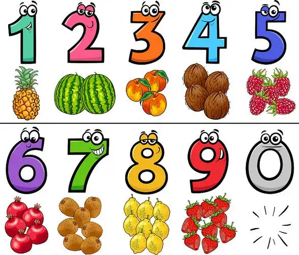 教育卡通数字与水果图片下载