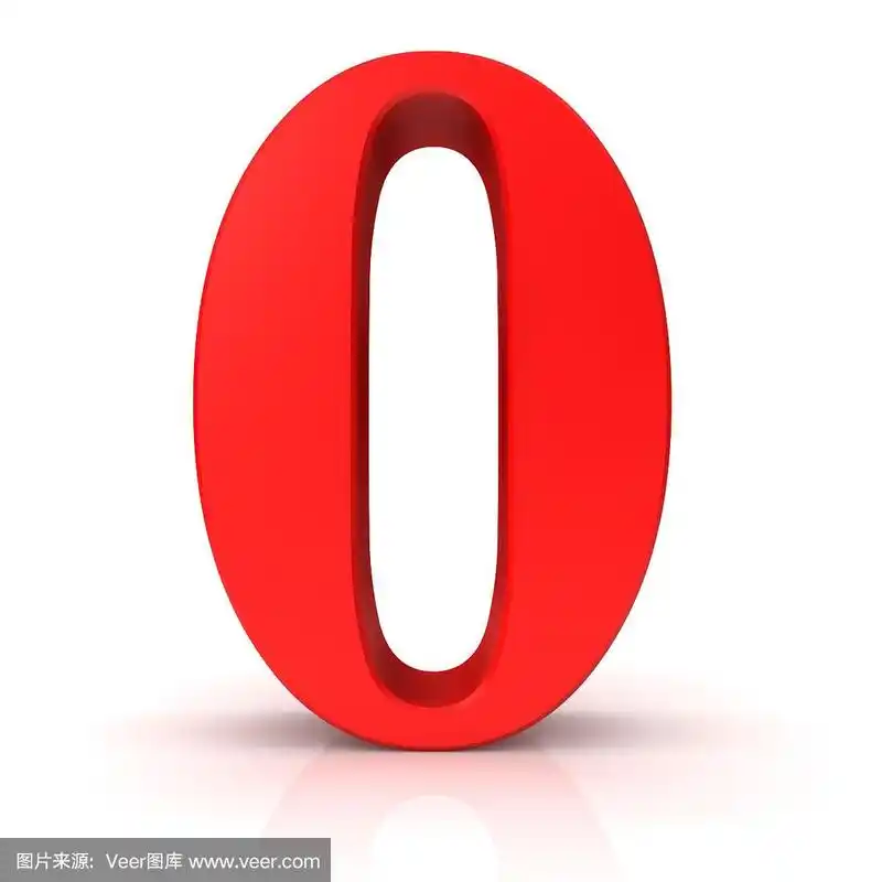 零数字0红色3d标志符号图标孤立在白色背景