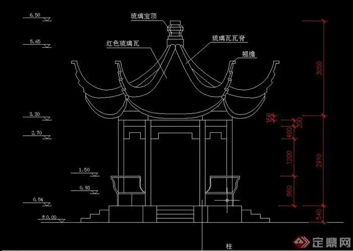 古典中式八角翘檐亭设计cad施工图
